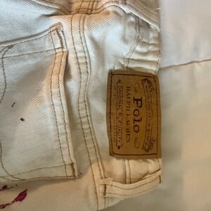 Polo by Ralph Lauren Kids Off-White Denim Jeans with Leather Patch